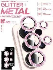 1Set Bling Camera Lens Protector ForSamsung Galaxy S26 Ultra/S26/S26+/S25/S23 Ultra/S24 Ultr, Individual Lens Cover With HD Clear Tempered Glass Camera Screen Protection Film, Case Friendly, Scratch Proof( Bling Pink) - Pink - View 1
