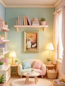 1 pezzo Miniatura di quadro decorativo da parete di lusso per casa delle bambole da 7,4 cm, articolo in miniatura divertente per donne adulte, pezzo singolo confezionato indipendentemente in confezione misteriosa; multifunzionale, adatto per allestimento di scena da parete di soggiorno vintage in miniatura, sfondo per fotografia di natura morta con estetica domestica mid-century, decorazione da parete di mini bar di lusso fai-da-te da scrivania per soggiorno, accessorio decorativo di alta gamma abbinato a mobili per casa delle bambole - Multicolore - Visualizzare 1