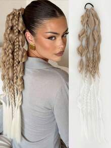 Paquete de cabello de cola de caballo de burbuja de 24 pulgadas hecho a mano de color mixto, adecuado para todos los tipos de cabello de mujer, bandas elásticas de goma - color - Ver 6