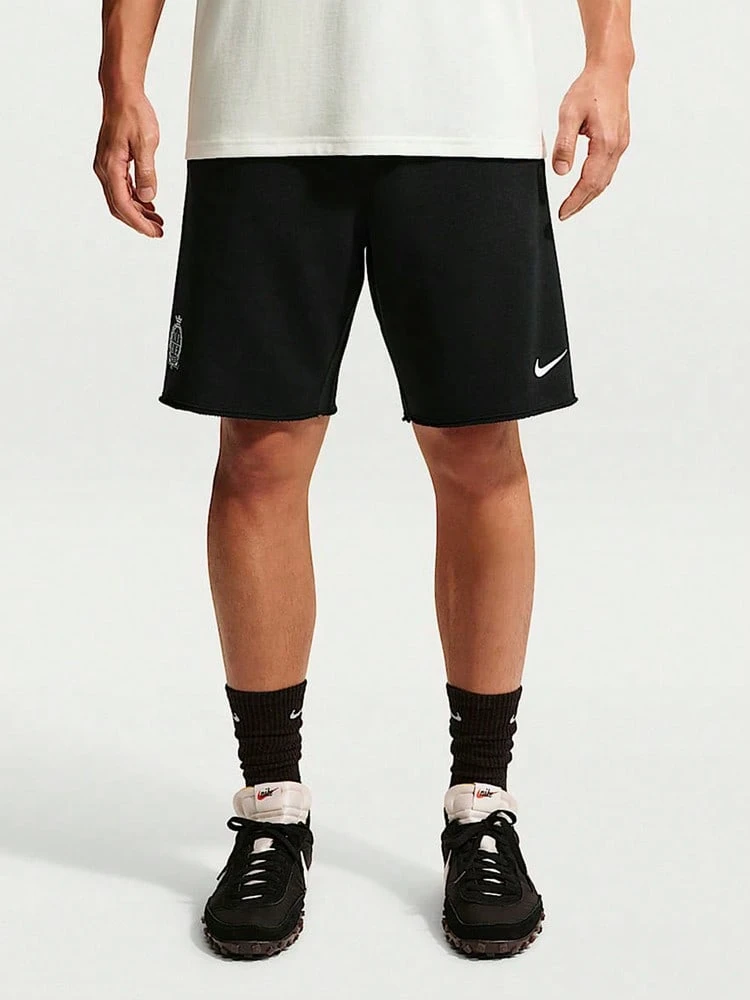 Nike Men's Casual Versatile Letter Print Drawstring Waist Sports Shorts - Black - View 1