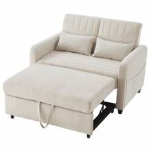 [Sofa Bed With Sleeping Function] Two-Seater Fold-Out Sofa, Extendable Design, Simple And Modern, Contemporary Style, Three-Position Adjustable Backrest, Breathable Cotton-Linen Fabric - 米色 - 查看 8