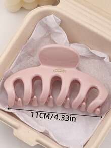2pcs/1set 4.33inch/11cm Large Hair Clips, Elegant Curved White Solid Color Pink Minimalist Hair Clips, Suitable For Thick Ponytail Daily Styling Accessories - Multicolor - View 3