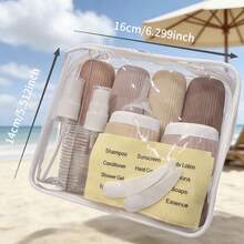 18pcs Travel Toiletry Bottles Set, Silicone Leak-Proof Refillable Cosmetic Containers, Includes Transparent Storage Bag, Funnel And Stickers, Portable Travel Essentials, Suitable For Airplane Carry-On, Vacation And Gym - Multicolor - View 8