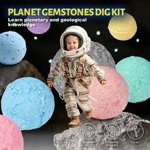 Set Mainan Gali Batu Permata Planet Luar Angkasa, Cocok Untuk Anak Usia 3 Tahun Ke Atas, Balok Gali Planet Tata Surya Dengan Kristal Alami Tersembunyi Dan Figur Pesawat Luar Angkasa Mini, Lengkap Dengan Palu Gali Dan Sikat, Hadiah Edukasi Sains STEM, Cocok Untuk Anak Laki-Laki Dan Perempuan - MultiWarna - View 3