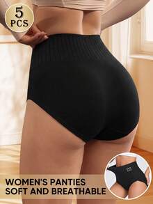 MIOTAN 5pcs/Pack Celana Dalam Wanita Pinggang Sedang-Tinggi, Nyaman, Lembut, Bergaris - MultiWarna - View 4