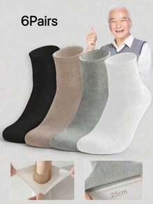 3/4/6/12/20 paires de chaussettes mi-mollet amples pour hommes grande taille, haute élasticité convenant aux pieds enflés, non contraignantes, couleur unie (noir, blanc, gris), polyvalentes pour un port quotidien, convenant aux personnes d'âge moyen et âgées, conception à ouverture ample, port toutes saisons, chaussettes en coton décontractées - Multicolore - Voir 13