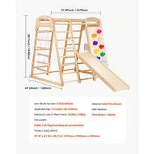Indoor Jungle Gym, 7-In-1 Toddler Indoor Playground, 47.2 X 58 X 56 Inch, With Wood And Rope Ladder, Net Ladder, Swing, Monkey Bar, Slide, Climbing Wall, Wooden Indoor Climbing Toys For Kids - Wood, 7-in-1, Size L - View 11