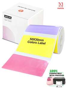 Marklife 50x30mm, 1.97 Inches X 1.18 Inches Direct Heating Thermal Paper Roll, 4-Color Permanent Self-Adhesive Labels, Barcode Labels, Durable Label Paper, Suitable For P50 And D100 Thermal Printers Manufacturers. Each Roll Contains 220 Labels. Perfe - View 2