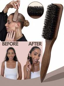 1pc Boar Bristle Hair Brush, Anti-Frizz Smoothing Stray Hair, Create Sleek Ponytail/Bun Style, Suitable For Fine To Medium Hair, Unisex Daily Styling Comb - Multicolor - View 6