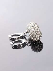 1 Pair S925 Sterling Silver Full Rhinestone Ball Charm Earrings, European And American Elegant Luxury Personalized Fashion Exquisite Sparkling Elegant Generous High-End Ear Jewelry, Suitable For Women Daily Casual Gatherings Parties Niche Versatile Accessory Gift - Round - View 7