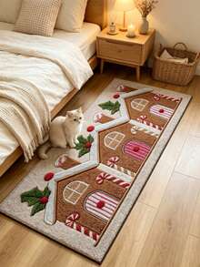 1/2pcs Christmas House Kitchen Mat, Door Mat, Living Room Rug, Living Room Small Rug, Bedroom Rug, Living Room Home Decor, Outdoor Rug, Washable Rug - Multicolor - View 2