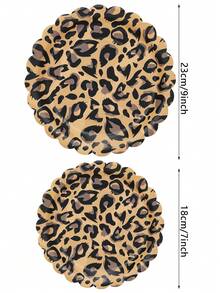 10pcs/20pcs/30pcs/50pcs/100pcs Leopard Print Paper Plates, 7/9 Inch Scalloped Edge Dinner Plates, Brown Leopard Pattern Paper Plates, Suitable For Jungle Theme Party, Birthday, Wildlife Party Decoration, Used For Serving Desserts, Snacks And Meals - Multicolor - View 2