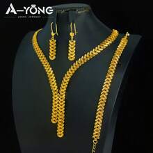 Luxury Dubai Wedding Jewelry Set 24K Gold Plated Omani Bride Tassel Necklace Bracelet Earrings Arabic Muslim Women Vintage Accessories - 3pcs Jewelry Set - View 10