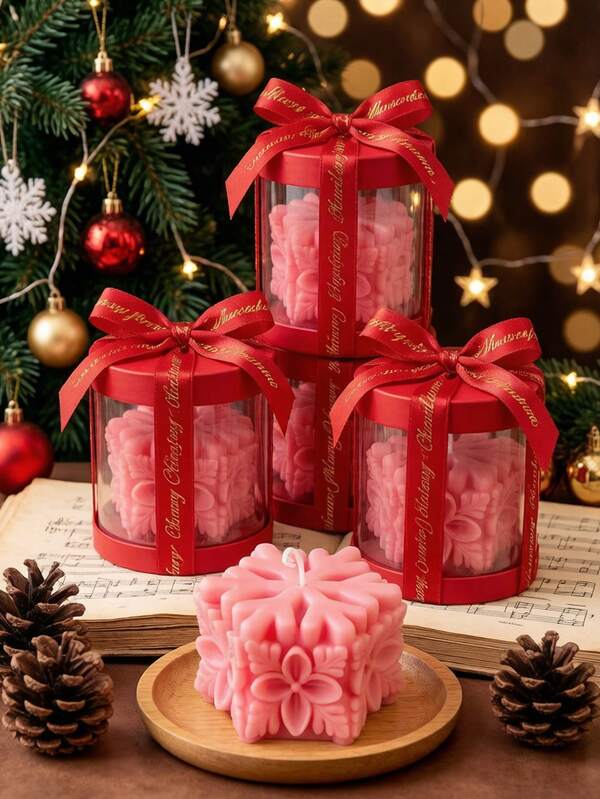 3D Snowflake Cube Silicone Candle Mold, 2 Styles: 4-Sided Snowflake 3D Design And 6-Sided Snowflake Floral Embossed Design, Soft Silicone Material Easy To Demold, Suitable For Soy Wax, Scented Plaster, Handmade Soap DIY, Fits Christmas And Winter Home Desktop Decor, Pair With Gift Box To Make Holiday Souvenirs