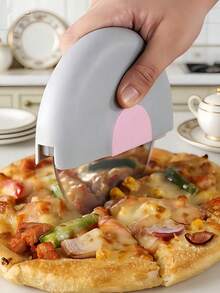 1Pc Pink Stainless Steel Pizza Knife Washable Household Kitchen Gadget Creative Round Roller Knife Pancake Knife - View 2