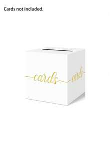 1pc White With Gold Foil Opening Gift Box - Elegant Square Gift Card/Red Envelope Box, Suitable For Baby Shower, First Birthday Party, Gender Reveal Party, Baptism, Wedding Table Decor And Party Supplies, Baby Shower Supplies, Diaper Box, Ballot Box, Guest Activity Game Card Box - Multicolor - View 8
