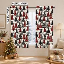 2 Stücke Vorhänge mit Weihnachtsmuster, rot schwarz weiß nordischer Stil Muster, Vorhänge mit Stangendurchzug, Winterfeiertage Leinenmischung, moderne Feiertags-Heimdekoration, Weihnachts-Wohnzimmer-Schlafzimmer-Vorhänge - Verschiedenfarbig - Übersicht 14