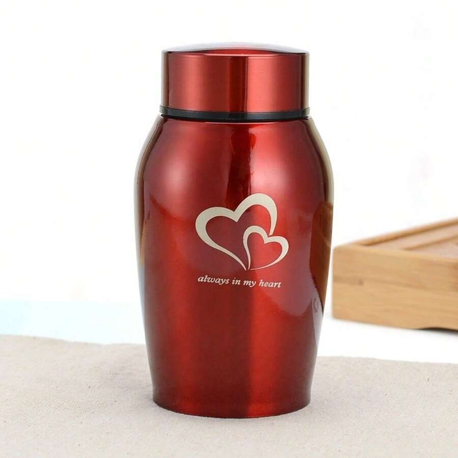 迷你寵物紀念小骨灰甕,適用狗與貓骨灰,不鏽鋼骨灰甕,骨灰紀念甕 - 紅色 - 查看 1
