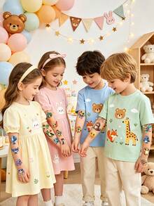 STARTTOOS 4 Sheets 36pcs Cartoon Cute Jungle Ocean Insect Small Animal Combination Pattern Temporary Tattoo Stickers, Suitable For Children DIY Birthday Party Christmas Gift Holiday Activity Waterproof Realistic Tattoo Stickers - Multicolor - View 6