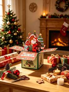 1/2pcs Merry Christmas 3D Greeting Cards, 3D Holiday Gift Cards, Santa Claus Cards, Suitable For Christmas Party Decoration - Christmas Pop-up Card - View 4