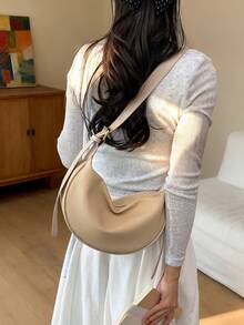 Fashionable New Women's Crossbody Bag, Solid Color Minimalist PU, Suitable For Dating, Shopping, Versatile Exquisite Bag - Khaki - View 8