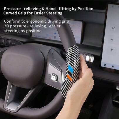 Blue, Black, Orange Three-Color Segmented Snake Pattern Glossy Carbon Fiber Texture Steering Wheel Cover, Comfortable Grip, Secure Installation Without Slipping, Car Interior Modification Accessory