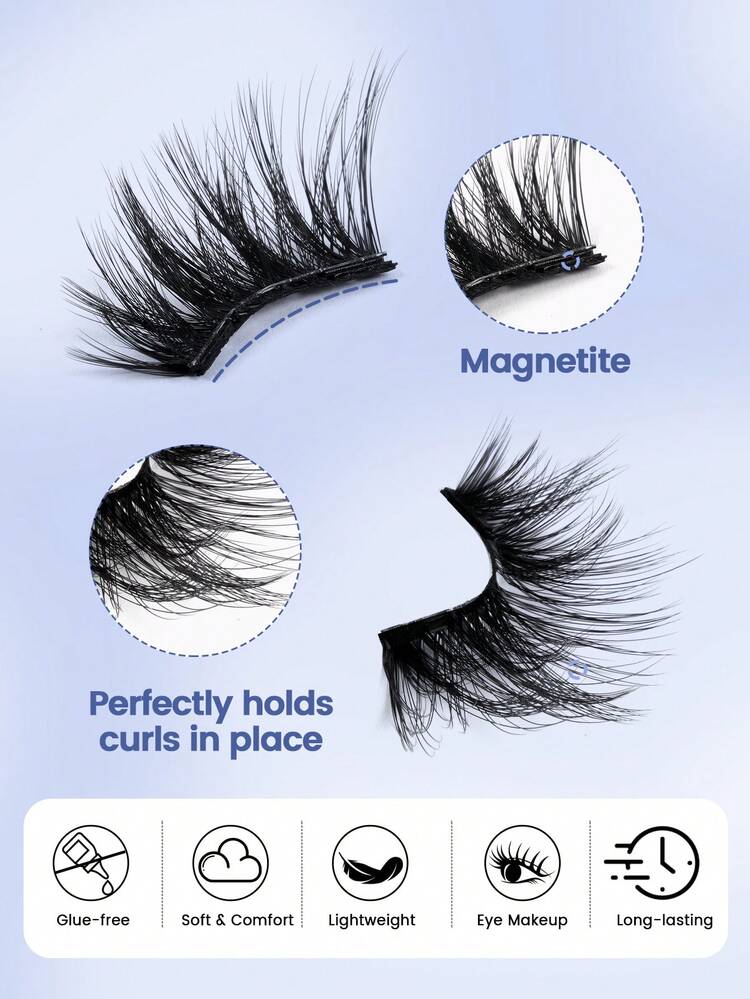MAANGE 1/2 對磁吸假睫毛，附贈貼敷器，混款，DIY 貓眼半截假睫毛，自然纖細、可重複使用、便攜、無需膠水，打造自然加長、捲翹與大眼效果，旅行必備，女性禮物 - 眼尾拉長款 - 查看 7