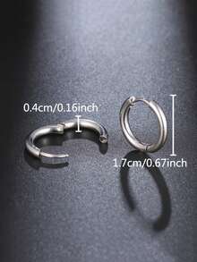 1 Paar minimalistische modische schlichte runde Creolen, eleganter neutraler Stil, Unisex-Design, geeignet für den täglichen Gebrauch - Silber - Übersicht 2