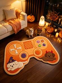 1 pieza Alfombra de controlador de juego de cachorro naranja, alfombra de sala de estar, regalo de Halloween, alfombra de baño, lavable - Mando de juegos de perrito naranja - Ver 2