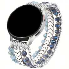 1pc Handmade Beaded Bracelet Compatible With Samsung Galaxy Watch9/8/7/6/5/4 Watch Band Compatible With Galaxy Watch7ultra1 47mm Watch Band Women's Men's Style, 20mm Handmade Fashion Elastic Beaded Bracelet Watch Band Compatible With Watch9ultra2 47mm Watch9 40mm Watch9 44mm - Silver - View 11