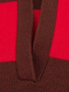 DEEKA Autumn/Winter New Women's European And American Style Fashion Striped Polo Collar Knit Sweater Red Fall - Red - View 8