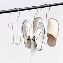 1pc Outdoor Drying Rack, Hanging Shoe Rack, Space-Saving Windproof Design, Non-Slip Rubber Tips & Rust-Resistant Clips Suitable For Sneakers, Boots, Laundry - Indoor/Outdoor Use, Multi-Functional Hook Design, Efficient Drainage, Shoe Drying Rack - Silver - View 10
