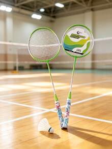 A Pair Of Badminton Rackets, Durable And Resistant To Deformation, Featuring A Fresh Color-Blocked Design With Standard Strings, Perfect For Casual Doubles Matches Between Two Players - Random Color - View 2
