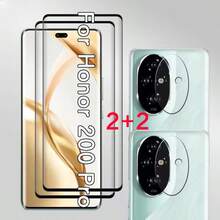 2+2pcs High Definition Tempered Glass Screen Protector And Camera Lens Protector For Honor Magic 8 Lite/Magic 7 Pro 5G/Magic 7 Lite/Magic 7/Magic 8 Pro/Magic V3/Magic V5/Honor 200/200Pro/400 PRO/600lite, Curved Full Coverage Screen Protector, Bubble-Free, Crystal Clear, Designed For Honor Magic 7 Series - Clear - View 11