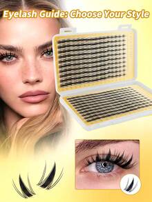CMAYOME 320pcs Cartoon Style False Eyelashes, Easy DIY, 10-16mm Length, Sharp Wet Makeup Effect, Includes Lash Glue, Tweezers And Brush, Soft Fluffy Lightweight 3D False Eyelashes, Cat Eye Style - Multicolor - View 4