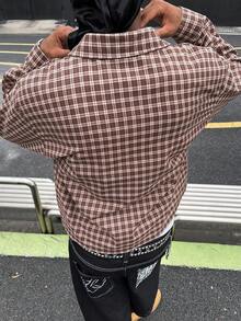 Norleigh 男士休閒商務格紋單排扣長袖襯衫，適合日常穿著 - 彩色 - 查看 4