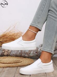 PLPX Women's Slip-On Faux Suede Loafers, Walking Shoes, Fashion Casual Shoes - White - View 3