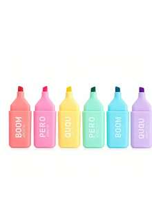 Set de 6 piezas de bolígrafos resaltadores con forma de osito lindo, escritura y dibujo suaves con bolígrafos fluorescentes de colores, resaltadores macaron con protección ocular para resaltar, regalo ideal para niñas y mujeres, adecuado para notas de estudio, uso de oficina, regalo del Día de la Independencia - Conjuntos - Ver 5