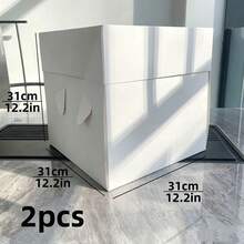 1‑Pack / 2‑Pack Square Fold‑Able Paper Boxes, Clear Window Empty Gift Storage Containers, Blank Cardboard Party Favor Boxes For Baby Shower, Holiday Celebration, Small Ornament And Hand‑Made Gifts - View 8