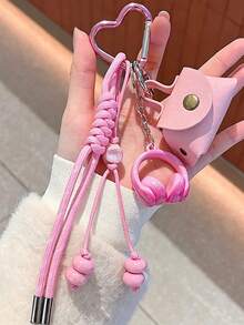 【原創手工】女孩耳機造型鑰匙圈迷你包 串珠掛繩飾品包飾，編織繩鑰匙圈/手腕飾品，3D耳機配件，汽車鑰匙防丟鏈條，精緻女孩耳機裝飾 - 彩色 - 查看 7