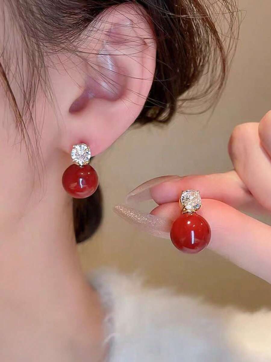 1 Pair Of Fashionable PersonalitiesImitation Pearl Earrings Suitable For Women's Daily Commuting ﻿ ﻿ - White - View 1