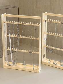 1/2pcs Jewelry Storage Rack Necklace Holder, Pull-Out Necklace And Earring Rack With Cloud Tray, Earring Display Stand, Jewelry Storage Box, Pull-Out Jewelry Organizer With Lid For Rings, Watches And Small Accessories - Multicolor - View 8