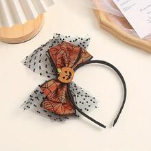 1pc Halloween Headband, Pumpkin Bow Design, Hair Band, Party Hair Accessory, Pumpkin Mesh Headpiece, Autumn Hair Decoration - Multicolor - View 10