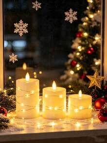 Luces de cadena estilo ambiente festivo, luces LED de vela electrónica simulada de gran para propuesta, decoración interior, confesión, ambiente romántico, decoración de escena de cumpleaños, adecuadas para múltiples ocasiones - Cabezal oscilante para guirnalda de luces plana - Ver 1