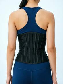 Corselet Preto Abaixo do Busto, Modelador de Cintura com Zíper Frontal, Design com Ganchos Internos, Barbatanas Flexíveis, Redutor de Barriga, Modelador de Silhueta, Cinta Modeladora - Preto - Visão 3