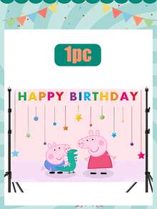 Peppa Pig مجموعة خلفيات عيد الميلاد بموضوع بيبا بيج 6 خلفيات مختلفة، قماش خلفية صور حفلة عيد الميلاد متعددة المواضيع، متوفرة بأحجام متعددة، معبأة في أكياس OPP، إكسسوارات عيد الميلاد الأول للطفل - أنماط متعددة - مشاهدة 5