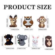 7/25/34PCS 3D Animal Silicone Bead Set White Rabbit Monkey Koala Deer Cow Otter Shaped Beads With 15mm Round Beads Adult DIY Accessories Suitable For DIY Beaded Pens, Earrings, Etc. Suitable As Holiday Birthday Gifts Beads & Bead Assortments - 3D Animal Set 6 - View 4
