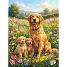 1PC DIY 5D Diamond Painting Kit Golden Retriever Pattern - Round Full Diamond Art Mosaic Craft, Home Wall Decor, Frameless - No Frame - View 8