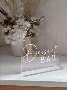 1pc Acrylic Dessert Bar Sign, Elegant Arch Design, Can Be Used Independently As Tabletop Decor, Suitable For Weddings, Holidays, Parties Or Home, Fashionable Countertop Sign, Tabletop Decoration - C - View 3