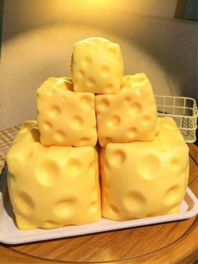 1 pieza Diseño de comida realista con forma de queso de rebote lento, adecuado para uso manual y de escritorio, ideal para alivio de la ansiedad, relajación en la oficina y decoración del hogar, regalo perfecto para familiares y amigos